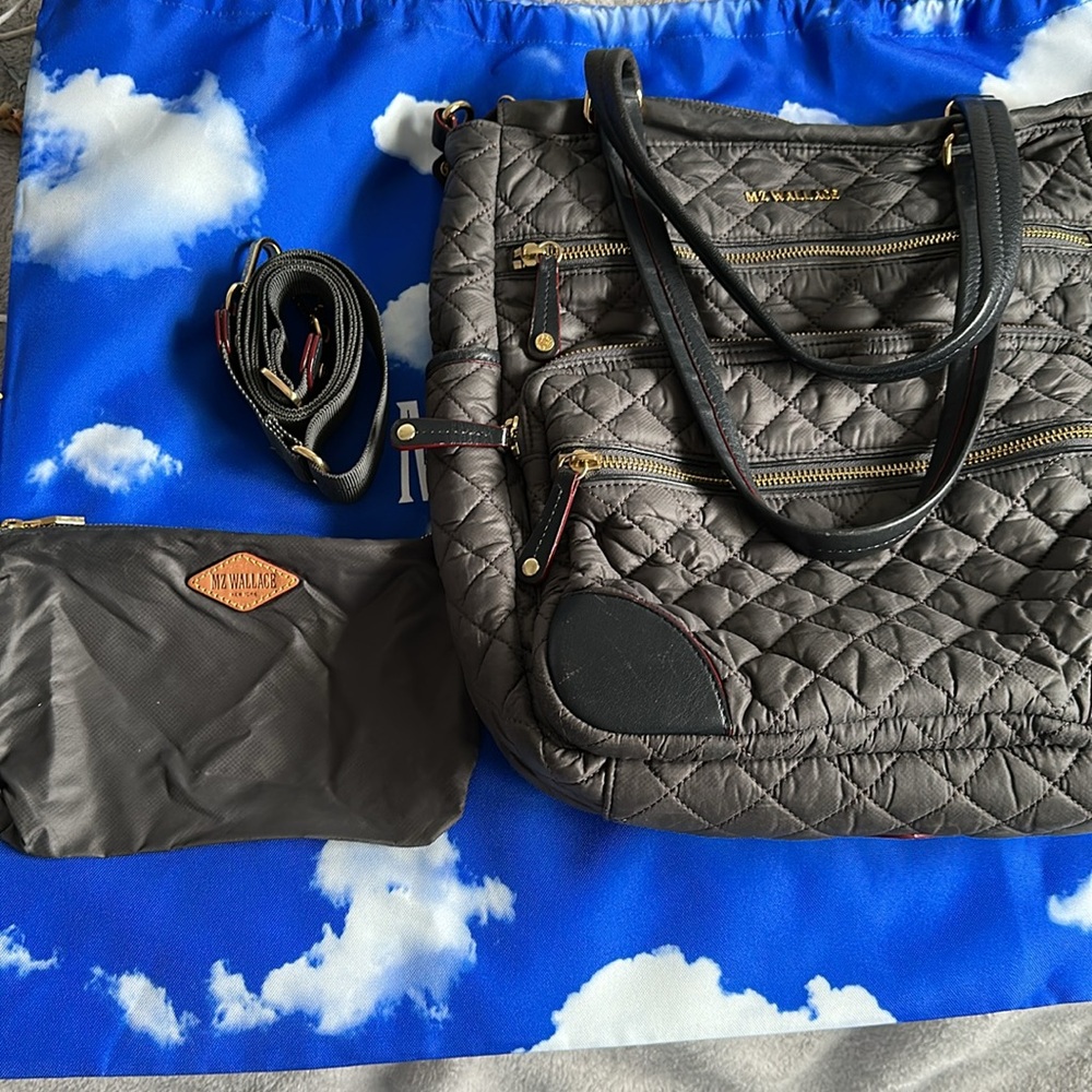 MZ Wallace Crosby Quilted Magnet Gray and Gold Tote Magnet Color - Picture 2 of 16